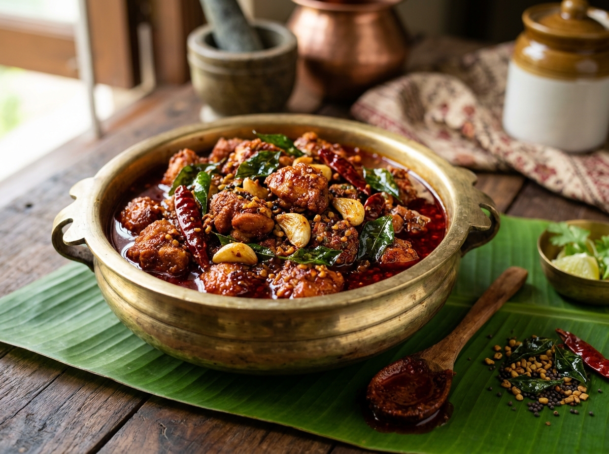 Country Chicken Nattukodi Pickle with authentic Guntur spices